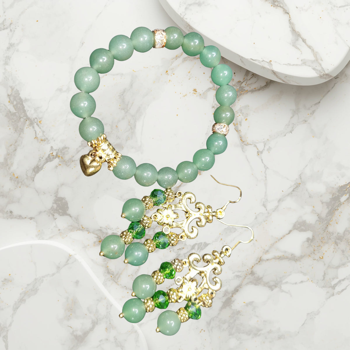 Aventurine Bracelet and Earrings