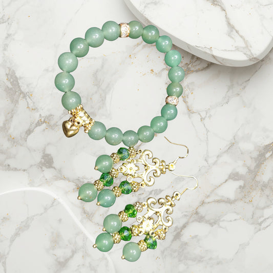 Aventurine Bracelet and Earrings