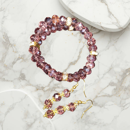 Pink and Sparkly Bracelet and Earrings